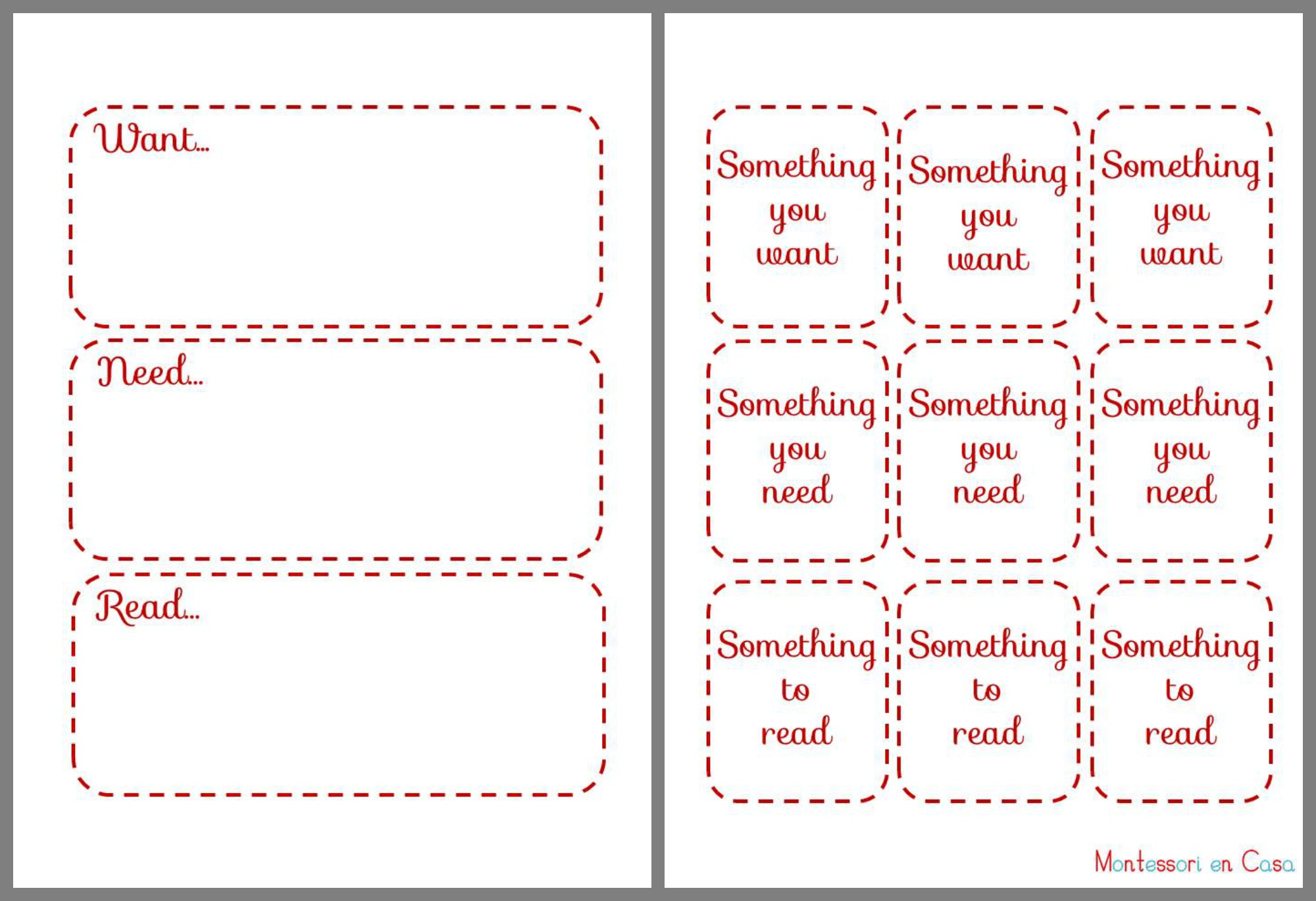 Want, need, read (red)